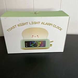 Netzu Toast Night Light Alarm Clock Child Lock Snooze Rechargeable Battery New
